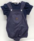 Conjunto Macacão Curto Jeans + Body Bebê Menina Lessa B9094