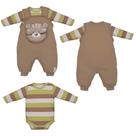 Conjunto Macacão Manga Longa Body Bege Bebê Menino Emanuel