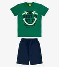 Conjunto Machão c Bermuda em Meia Malha Rovi Kids Verde