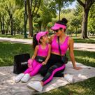 Conjunto Mãe e Filha Academia Feminino Preto Rosa Animal Print Top com Bojo Removível Conjunto Mãe e Filha Academia Feminino Preto Rosa Animal Print Top com Bojo Removível