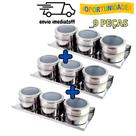 Conjunto Magnético de 9 Potinhos de Inox para Condimentos: Estilo na Geladeira e Praticidade à Mão