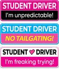 Conjunto magnético HEY-OKEY Student Driver Funny Pink, pacote com 3, 25 x 9 cm