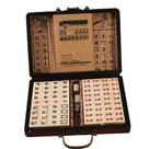 Conjunto Mahjong de azulejos compactos tamanho viagem com estojo de melamina e damasco