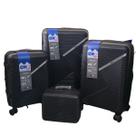 Conjunto Malas Com Frasqueira Preta 4 peças Viagem 4 Rodas Dupla 360 Polipropileno CHX