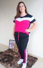 Conjunto Malha Recortes Feminino Plus Size Tamanhos Grandes Gordinha ate o G4 Estiloso Tendência
