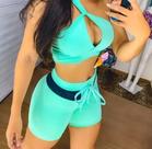 Conjunto malhação poliamida cores azul e verde Tam P/G Conjunto malhação poliamida cores azul e verde Tam P/G