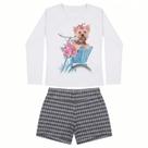 Conjunto manga longa e short infantil menina kaiani - tamanho 10 - algodão -