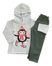 Conjunto Manga Longa Infantil Feminino Com Capuz Pipa 6419