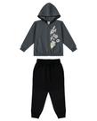 CONJUNTO MANGA LONGA MOLETOM DINOSSAURO MALWEE KIDS 8 Cinza