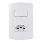 Conjunto Margirius B3 com Placa 4x2, 1 Simples e 1 Tomada 20A, Branco, PA019474, Código 672874