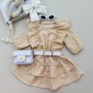 Conjunto Maria Valentina Flores Bege 04 ao 12