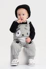 Conjunto Masc P-M-G jardineira moletom cursinho bordado e blusa meia malha
