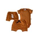 Conjunto masculino body e shorts infantil verão - cor azul