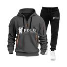 Conjunto Masculino Casual De Outono Inverno Para Caminhada: Moletom Corta-Vento Quente E Calça - 2
