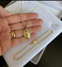 Conjunto Masculino Corrente Com Pingente Leão e Pulseira Banhada Ouro 18k