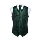 Conjunto Masculino De Colete De Smoking Paisley, Gravata, Lenço De Bolso E Abotoaduras Para