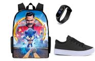 Conjunto masculino Escolar Lançamento Mochila Mais Relogio E Tenis