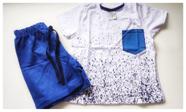 Conjunto masculino infantil (02) anos bolso azul