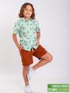 Conjunto Masculino Infantil Camisa de Botão Verde - Estampa Tema Autismo e Inclusão