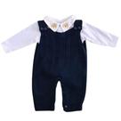 Conjunto Masculino Macaquinho e Body Ursinho Infantil de Bebê 1590 - Azul