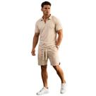 Conjunto Masculino Oversized Suedine Premium Polo e Bermuda Cor:BegeTamanho:M