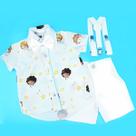 Conjunto Masculino para Batizado com Estampas Sublinhadas e Acessórios Removíveis Infantil