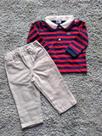 Conjunto masculino polo listrada ml e calça sarja bege duque club z