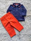 Conjunto masculino polo marinho ml e calça sarja telha aviões club z