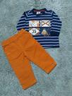 Conjunto masculino t-shirt listrada ml e calça sarja laranja fagioli club z Conjunto masculino t-shirt listrada ml e calça sarja laranja fagioli club z