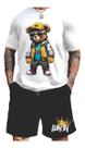 Conjunto Masculino Urso King Luken Bermuda Masculina Moletom