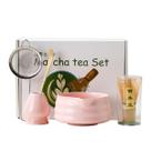Conjunto Matcha LONHXUN Ceramic White com tigela, peneira e suporte para batedor
