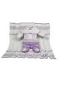 Conjunto Maternidade Beth Bebê Tricot Linha Antialérgica Manta, Macacão e Sapatilhas Branco/Lilás