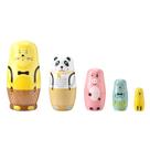 Conjunto Matryoshka de madeira Animal Russian Nesting Dolls de 5 camadas