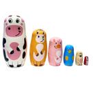 Conjunto Matryoshka de madeira Animal Russian Nesting Dolls de 6 camadas Conjunto Matryoshka de madeira Animal Russian Nesting Dolls de 6 camadas