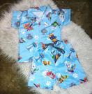 Conjunto Mauricinho camisa social com shorts Tema Patrulha Canina azul Conjunto Mauricinho camisa social com shorts Tema Patrulha Canina azul