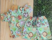 Conjunto Mauricinho camisa social com shorts Tema Safari Verde Conjunto Mauricinho camisa social com shorts Tema Safari Verde