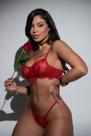 Conjunto Maya- Conjunto de lingerie em tule e renda Vermelho