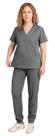 Conjunto Medical Scrub Set Sumincarly com decote em V, calças de corrida, cinza