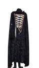 Conjunto medieval halloween capa capuz e vestido tradicional preto