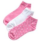 Conjunto Meias Soquetes 3 Pares Estampada Branca e Rosa Tamanho 27 ao 33 - Basic+
