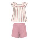 Conjunto Menina Alakazoo Crochê Imperial Blusa Listrada e Short Rosa