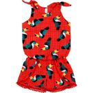 Conjunto Menina Amarração Tucano Vermelho