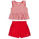 Conjunto Menina Angerô Blusa Laço e Shorts Alfaiataria Vermelho