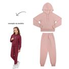 Conjunto Menina Angerô Casaco e Calça em Moletom Felpado na cor Rosa Tamanho:8