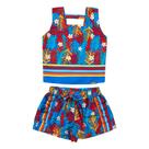 Conjunto Menina Babado Folhagem Listras Barrado