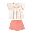 Conjunto menina bata shorts verão neon marlan
