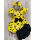 Conjunto Menina Bebê Carinho Temático Abelhinha +Laço de Cabelo +Calcinha