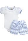 Conjunto Menina Bebê Listrado Azul Anjos Baby