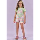 Conjunto Menina Blusa Meia Malha e Shorts em Fly Tech Kukiê