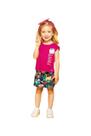 Conjunto Menina Blusa Pink Fruits e Short Saia Frutas
